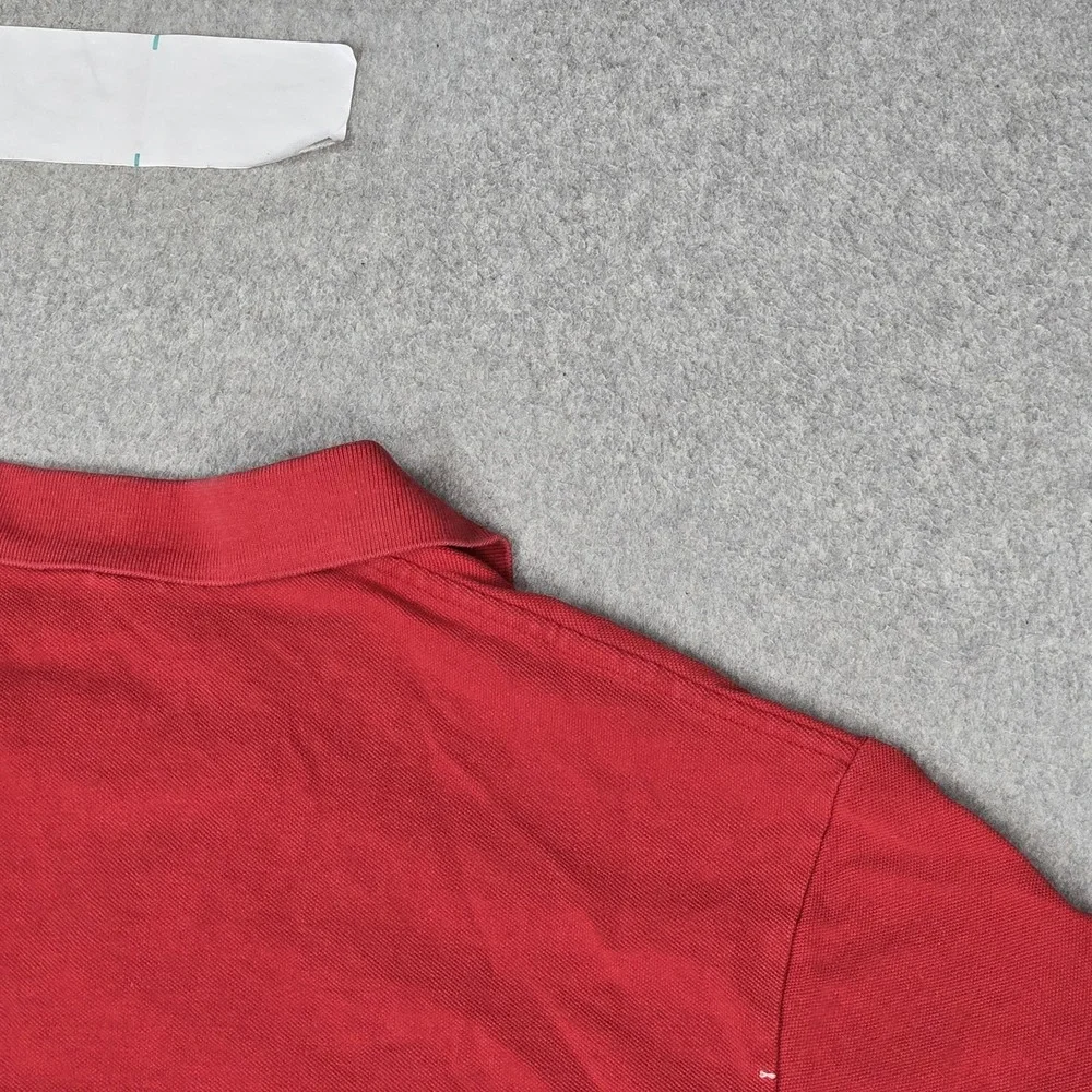Polo By Ralph Lauren Men Polo L Red Embroidered Button Logo Short Sleeve